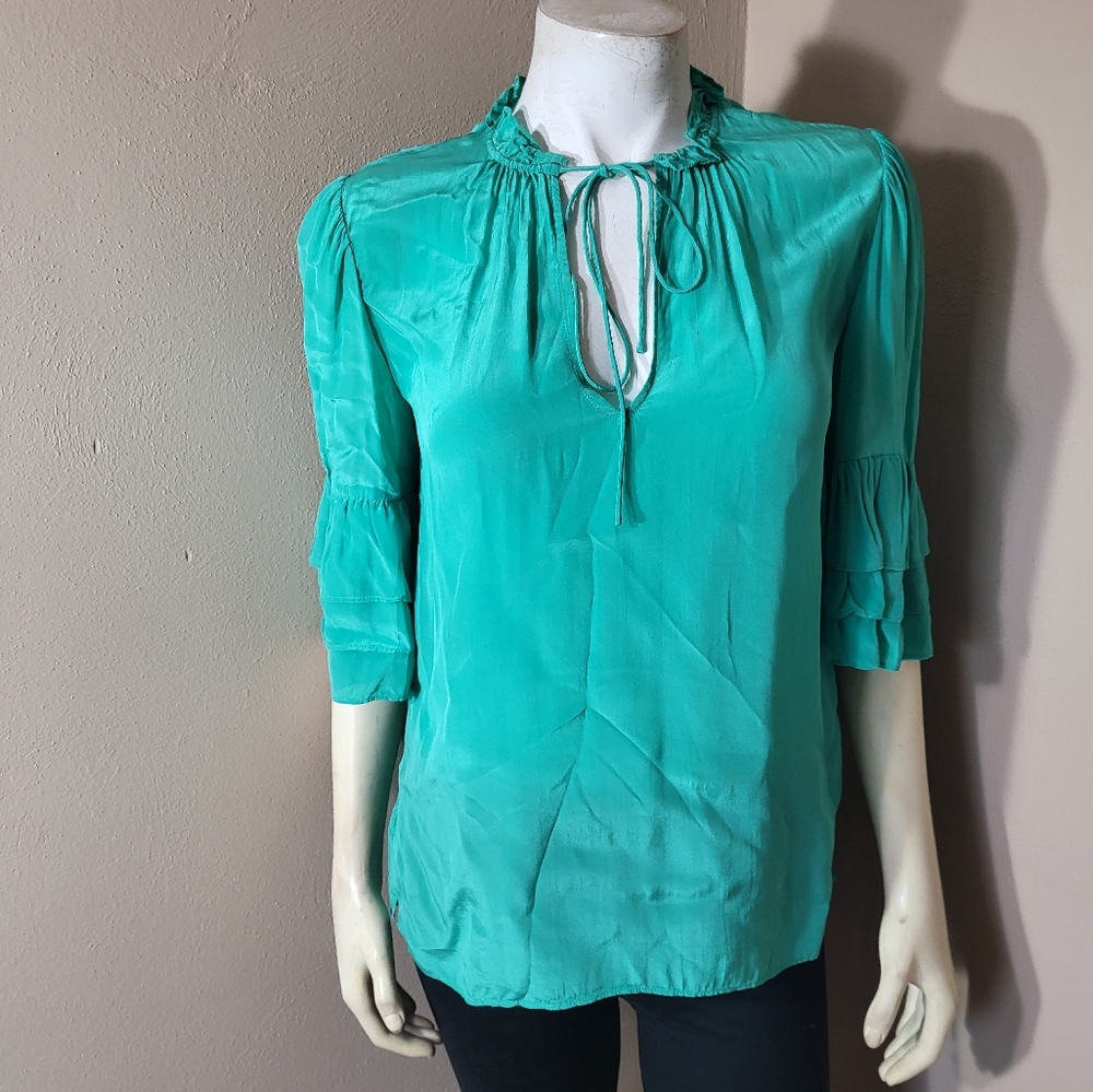 Alice + Olivia Green Blouse Sz XS